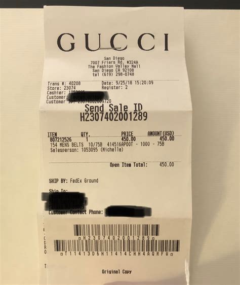 how to fake a gucci receipt